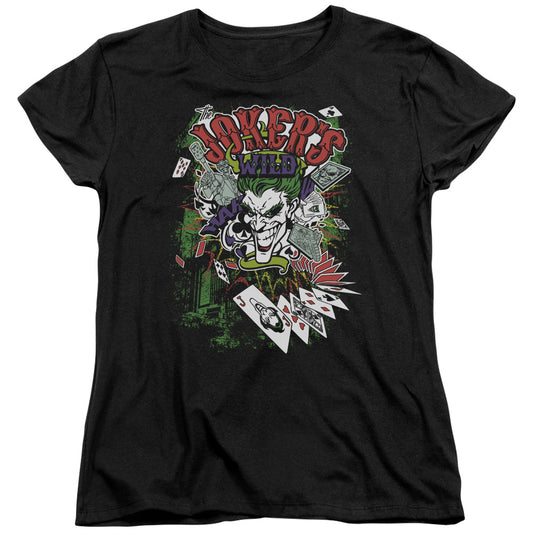 Batman Jokers Wild Womens T Shirt Black