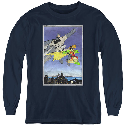Batman Dkr Duo Long Sleeve Kids Youth T Shirt Navy Blue
