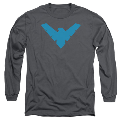 Batman Nightwing Symbol Mens Long Sleeve Shirt Charcoal