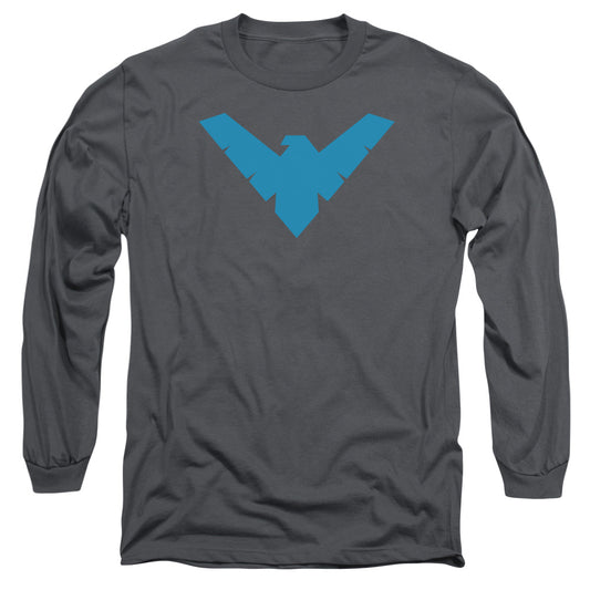 Batman Nightwing Symbol Mens Long Sleeve Shirt Charcoal
