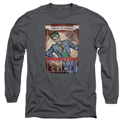 Batman Clown Prince Mens Long Sleeve Shirt Charcoal