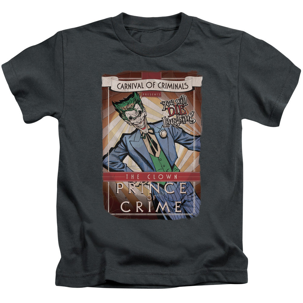 Batman Clown Prince Juvenile Kids Youth T Shirt Charcoal