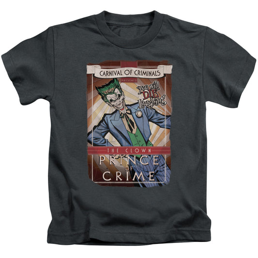 Batman Clown Prince Juvenile Kids Youth T Shirt Charcoal