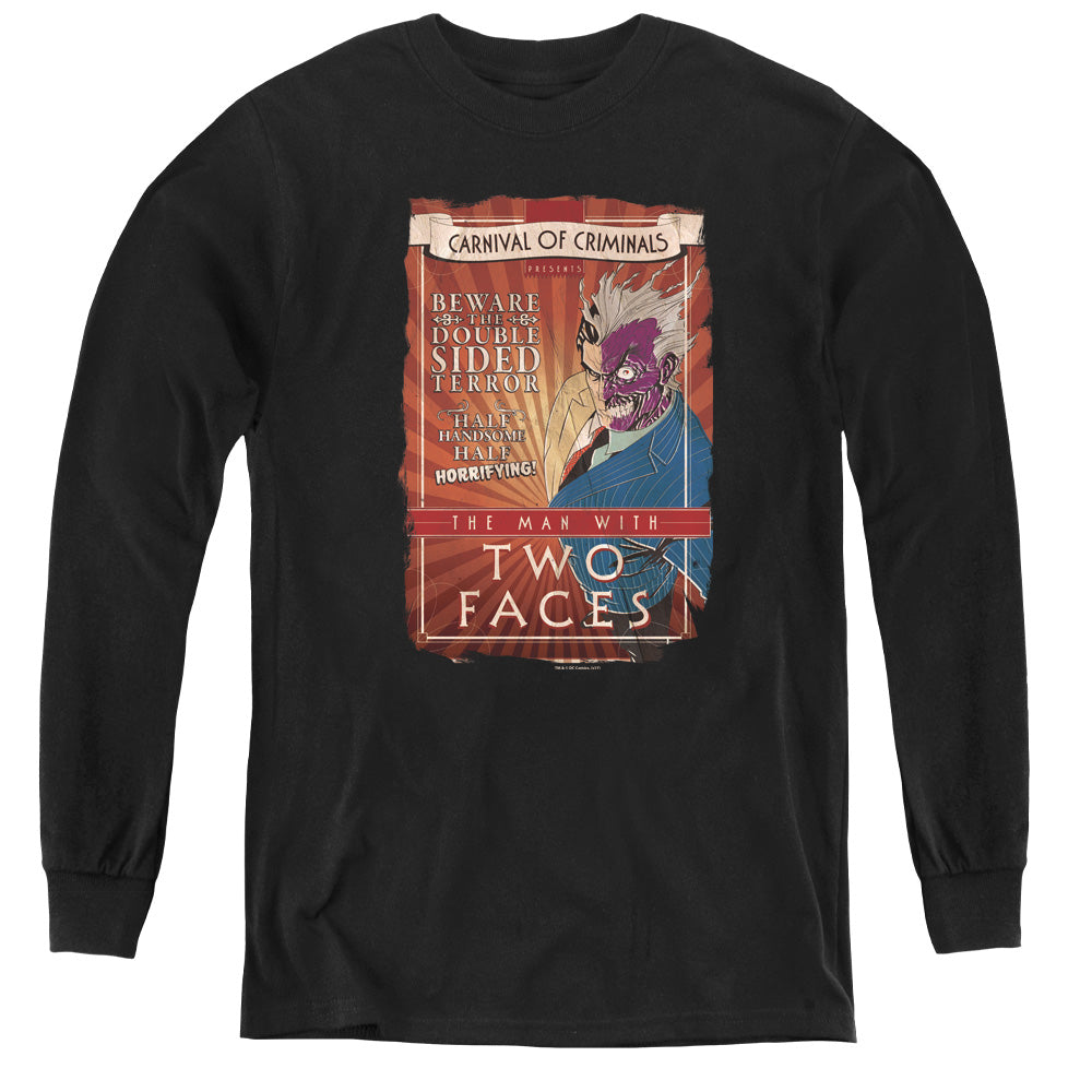 Batman Two Faces Long Sleeve Kids Youth T Shirt Black