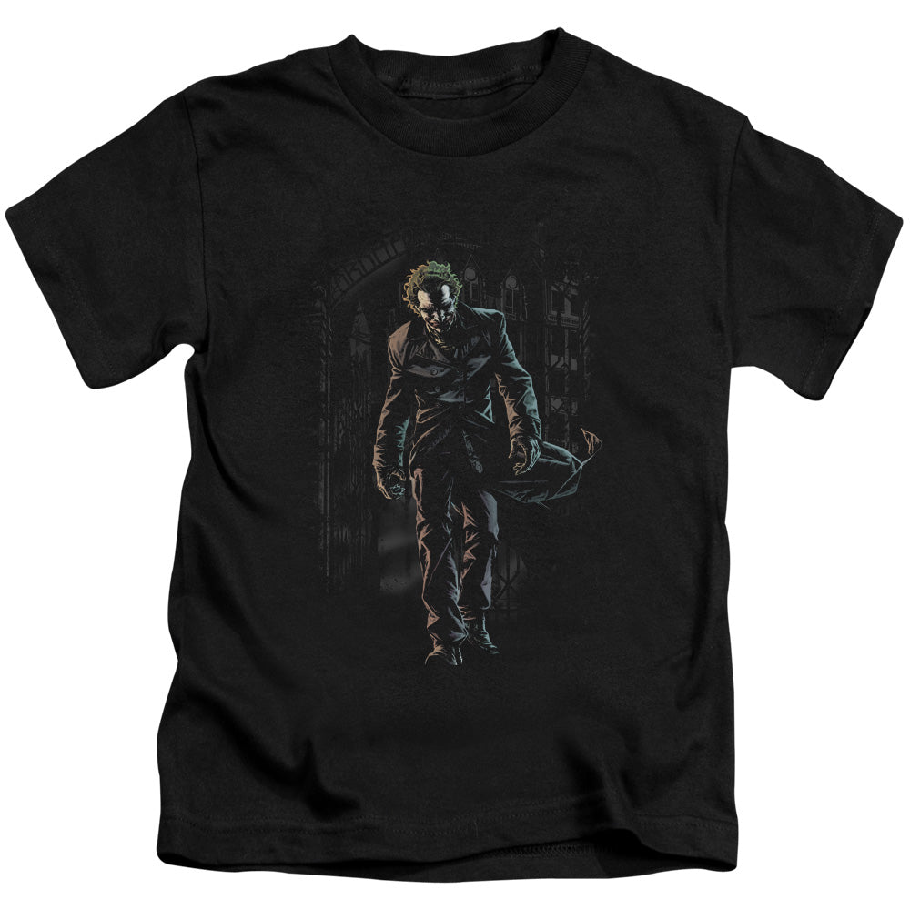 Batman Joker Leaves Arkham Juvenile Kids Youth T Shirt Black