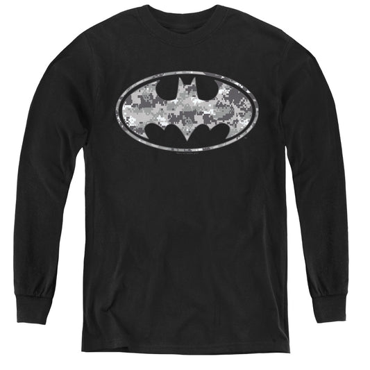 Batman Urban Camo Shield Long Sleeve Kids Youth T Shirt Black