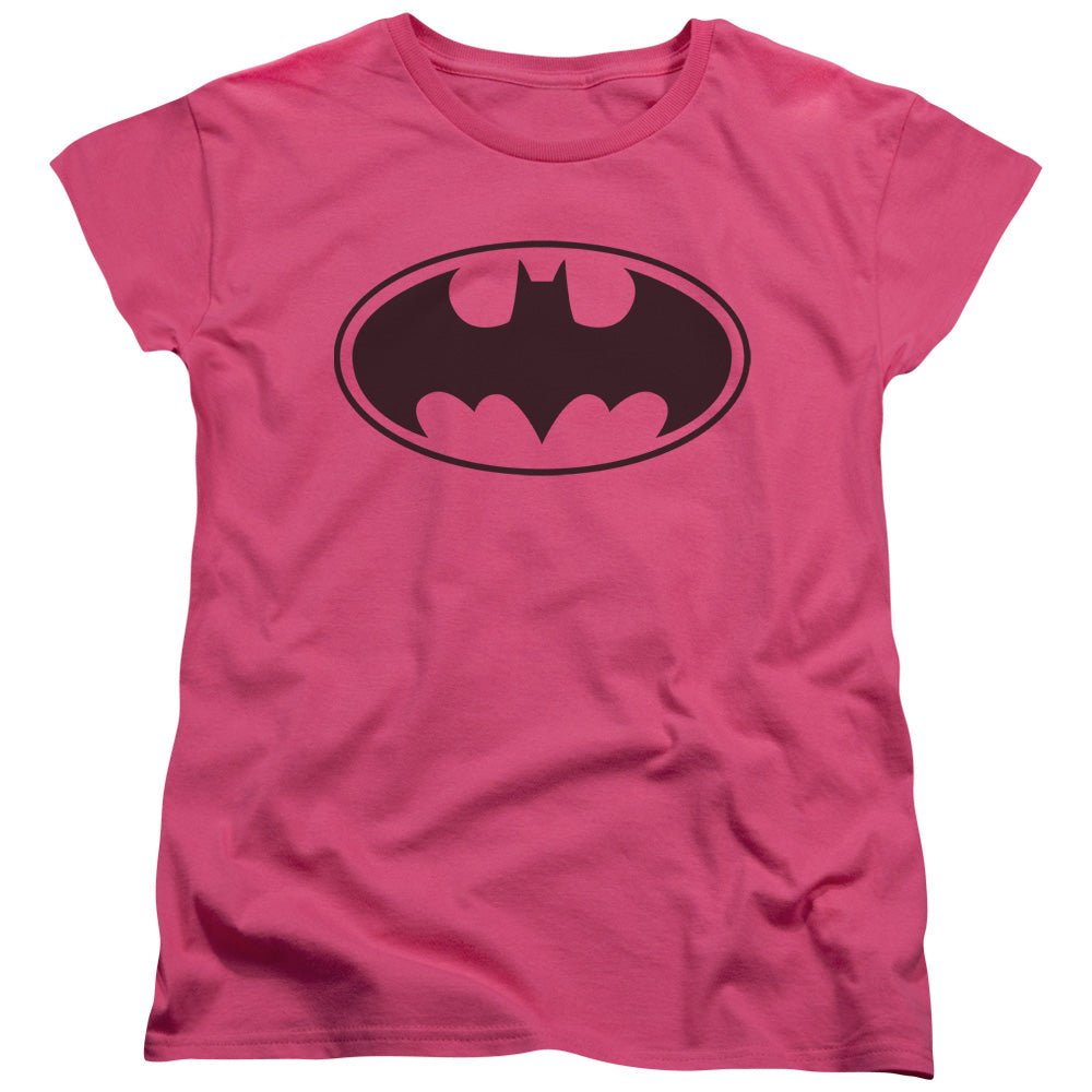 Batman Black Bat Womens T Shirt Hot Pink