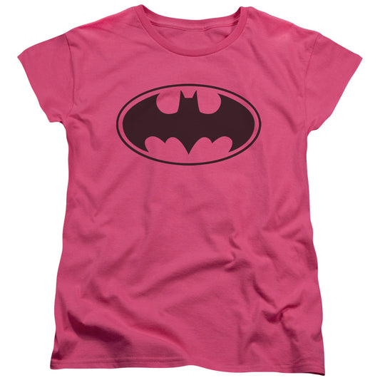 Batman Black Bat Womens T Shirt Hot Pink