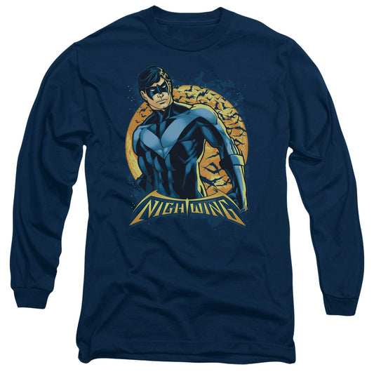 Batman Nightwing Moon Mens Long Sleeve Shirt Navy Blue
