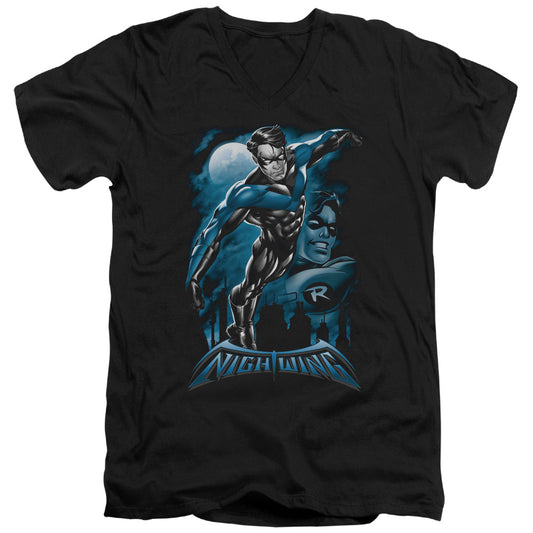 Batman All Grown Up Mens Slim Fit V Neck T Shirt Black