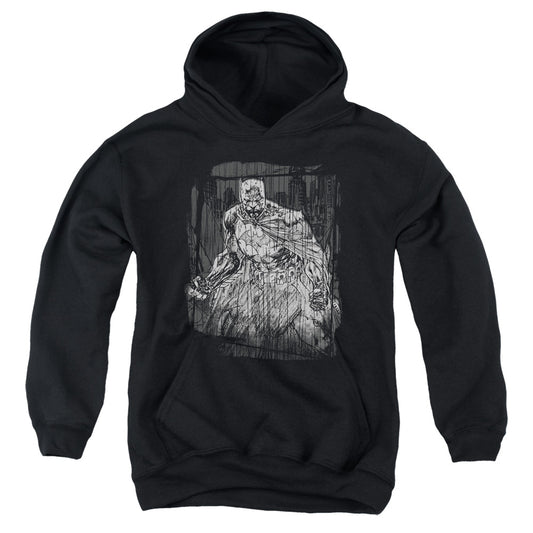 Batman Pencilled Rain Kids Youth Hoodie Black