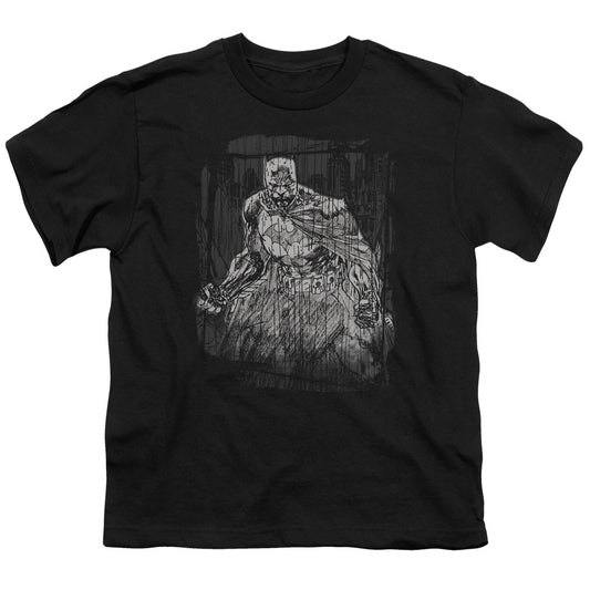 Batman Pencilled Rain Kids Youth T Shirt Black