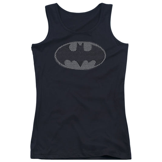 Batman Chainmail Shield Womens Tank Top Shirt Black