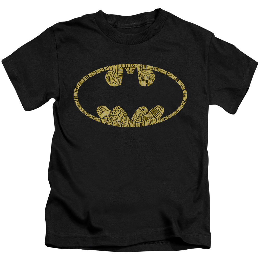 Batman Word Logo Juvenile Kids Youth T Shirt Black