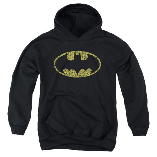 Batman Word Logo Kids Youth Hoodie Black