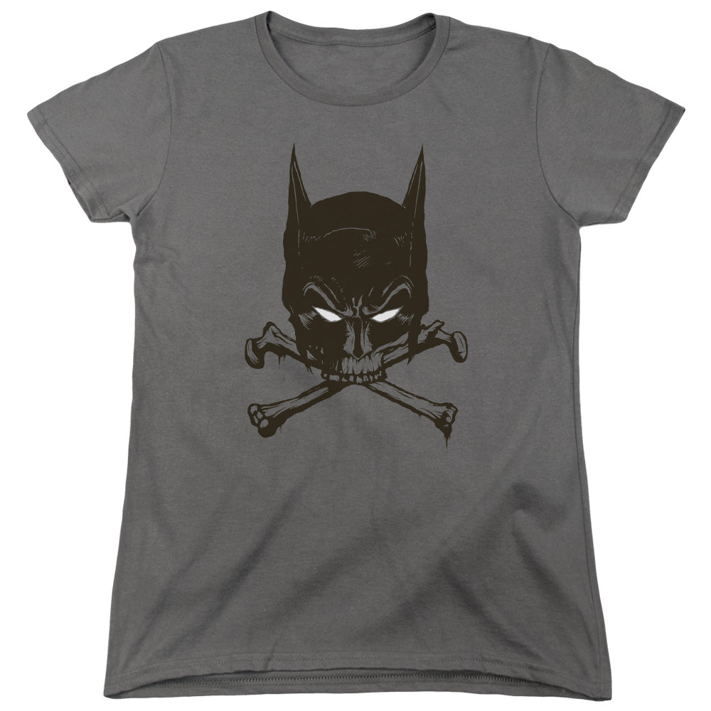 Batman Bat And Bones Womens T Shirt Charcoal
