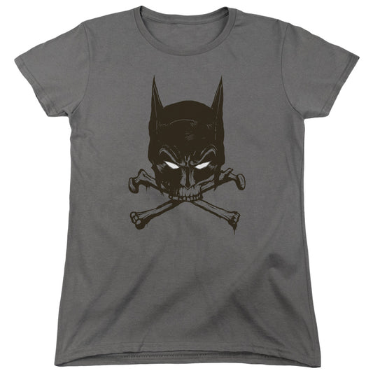 Batman Bat And Bones Womens T Shirt Charcoal