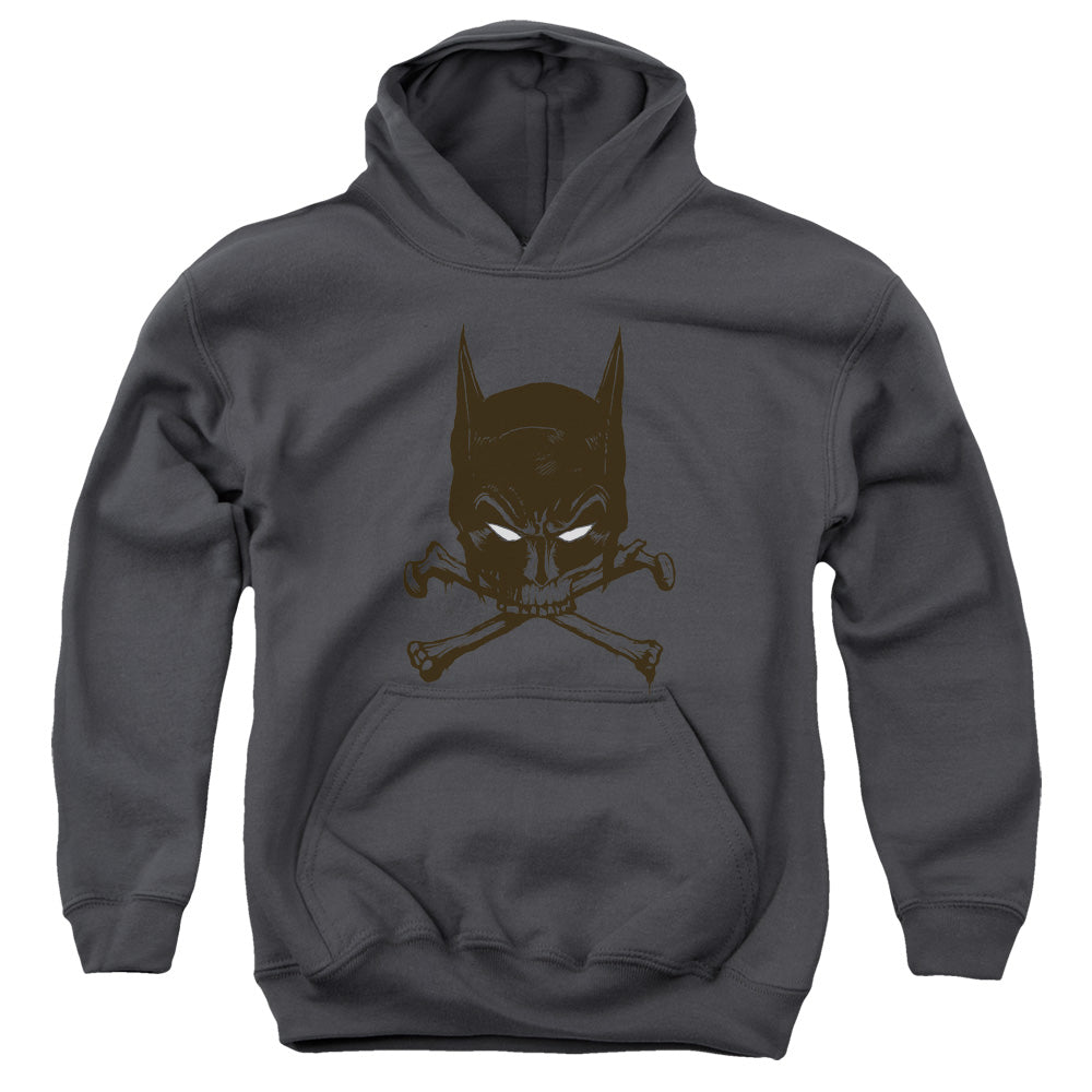 Batman Bat And Bones Kids Youth Hoodie Charcoal
