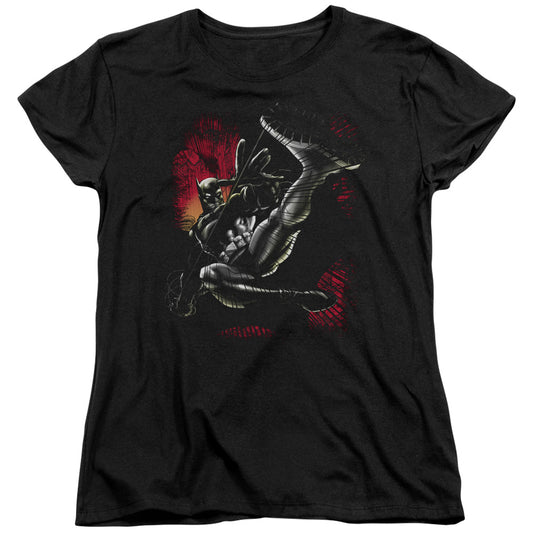 Batman Kick Swing Womens T Shirt Black