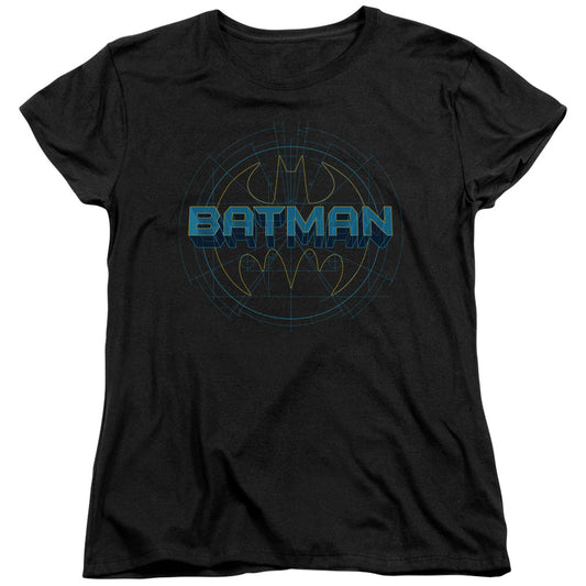 Batman Bat Tech Logo Womens T Shirt Black