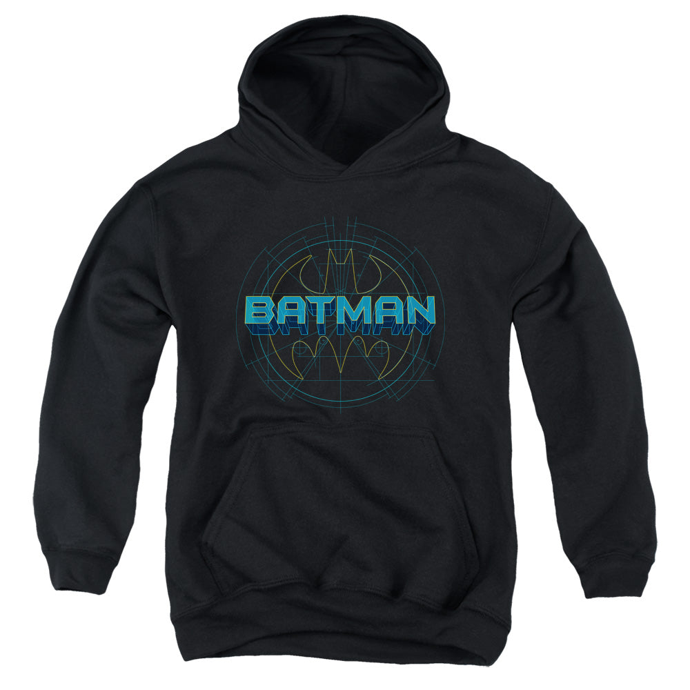 Batman Bat Tech Logo Kids Youth Hoodie Black