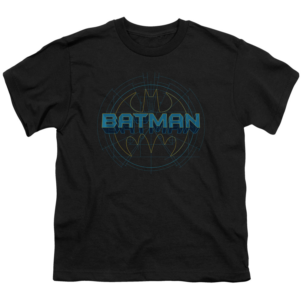 Batman Bat Tech Logo Kids Youth T Shirt Black