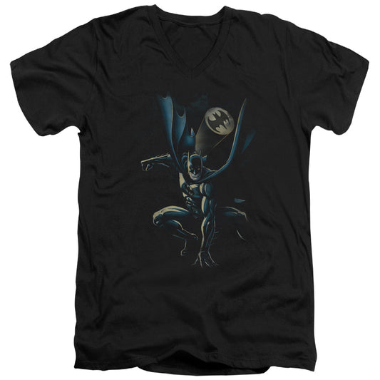 Batman Calling All Bats Mens Slim Fit V Neck T Shirt Black
