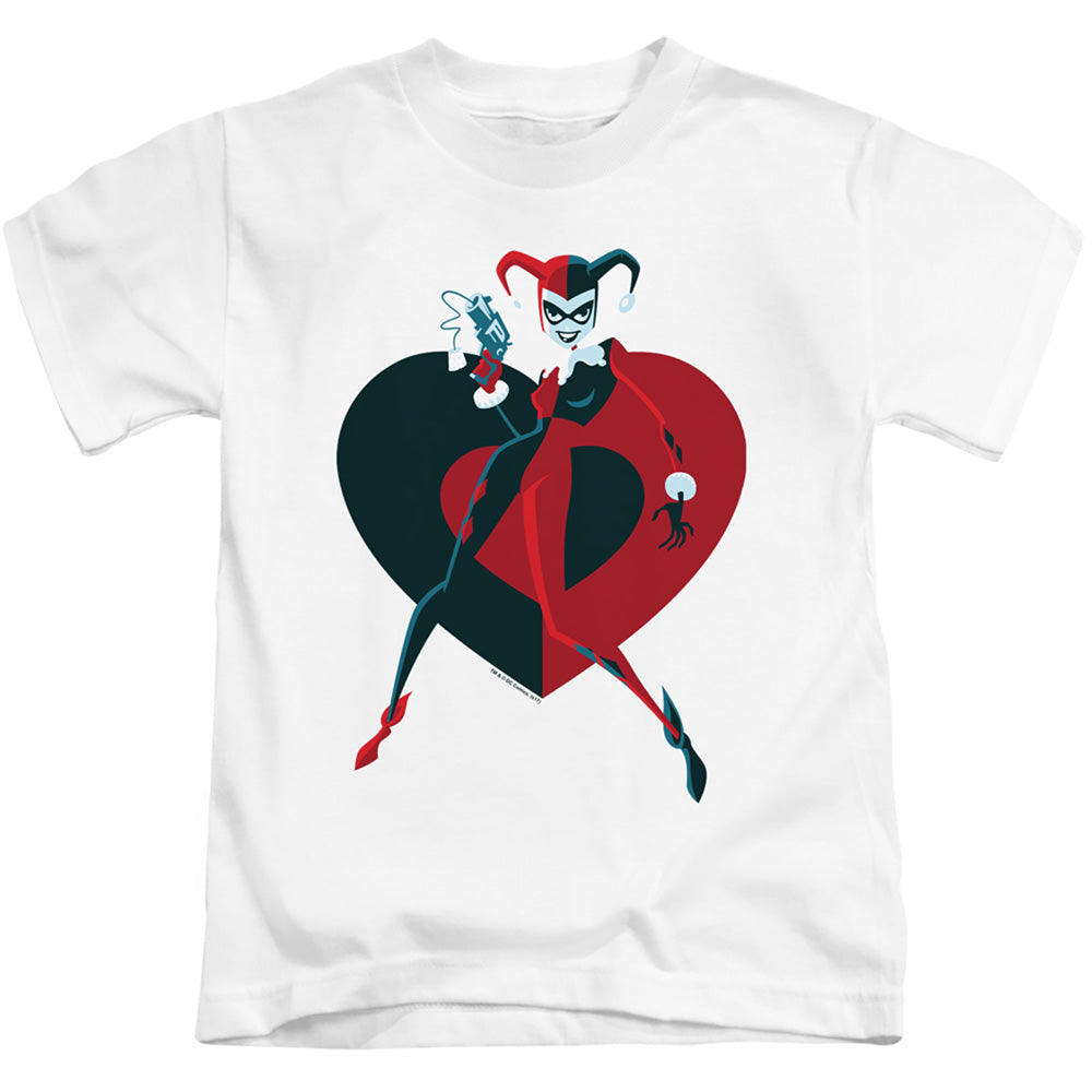Batman Harely Heart Juvenile Kids Youth T Shirt White