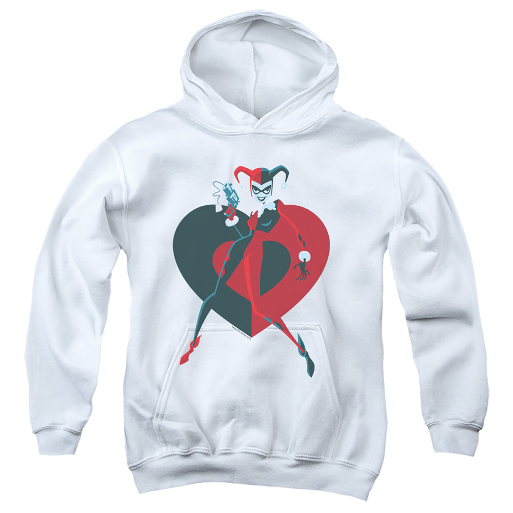 Batman Harely Heart Kids Youth Hoodie White