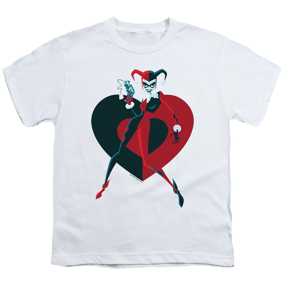 Batman Harely Heart Kids Youth T Shirt White
