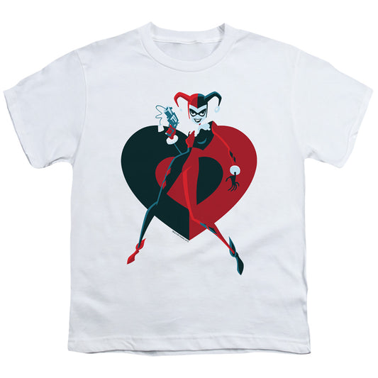 Batman Harely Heart Kids Youth T Shirt White