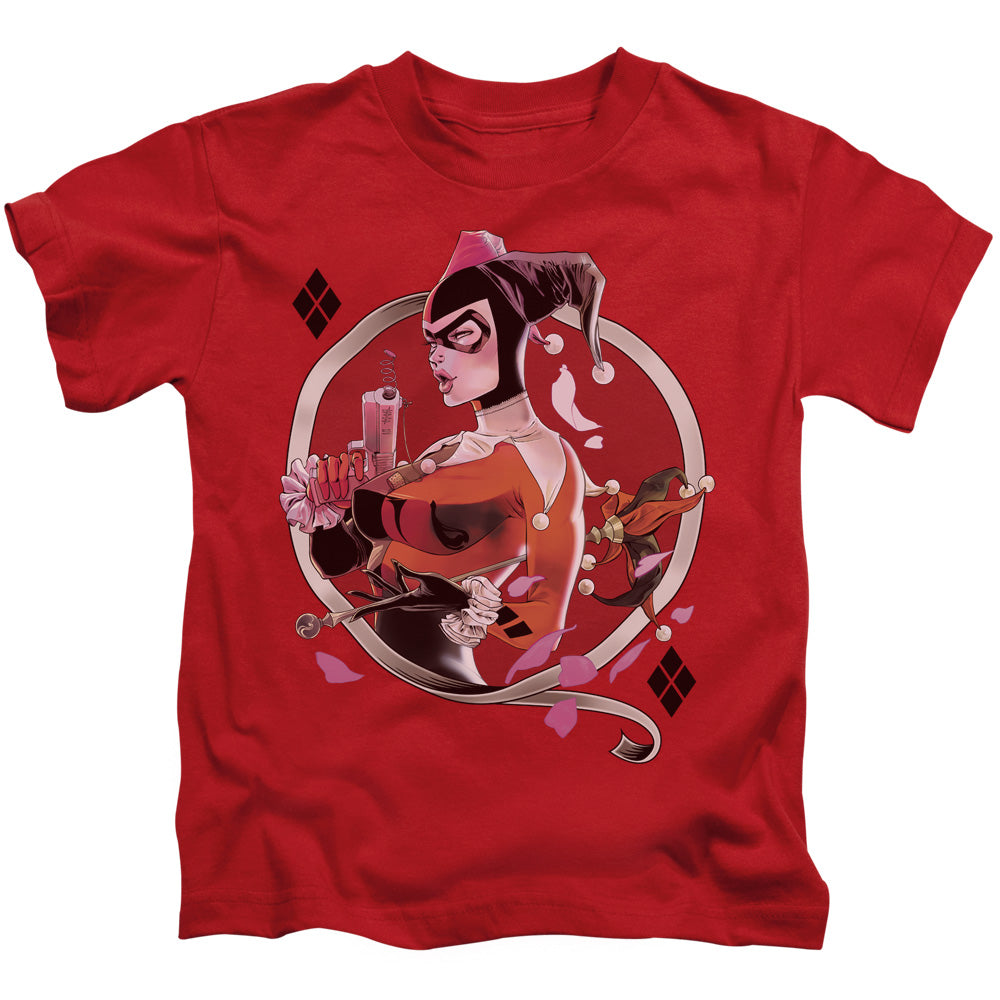 Batman Harley Q Juvenile Kids Youth T Shirt Red