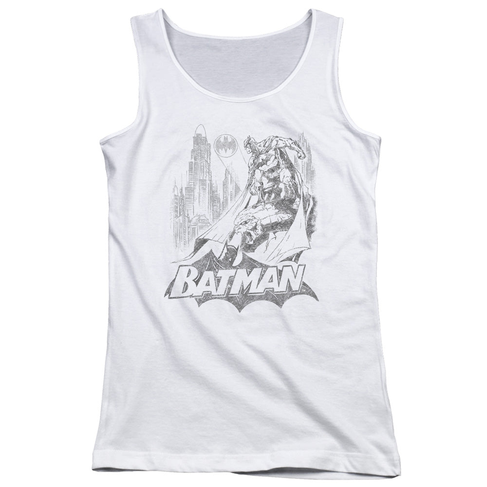 Batman Bat Sketch Womens Tank Top Shirt White