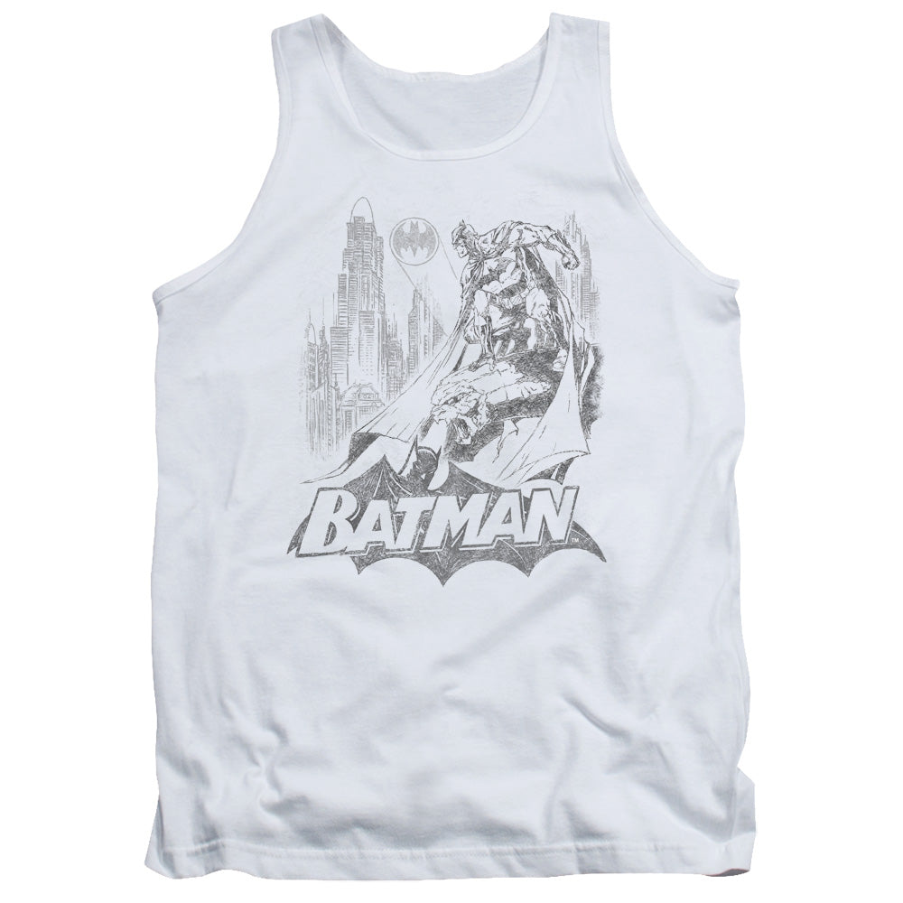 Batman Bat Sketch Mens Tank Top Shirt White