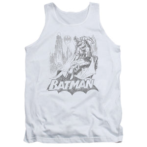 Batman Bat Sketch Mens Tank Top Shirt White