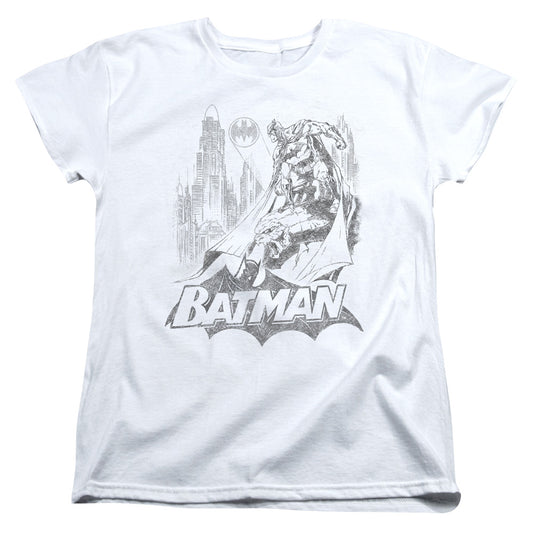 Batman Bat Sketch Womens T Shirt White