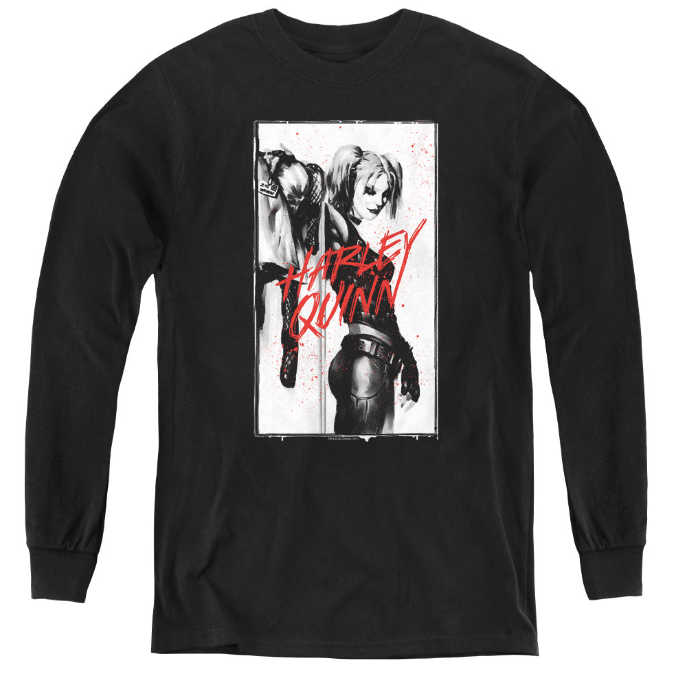 Batman Inked Quinn Long Sleeve Kids Youth T Shirt Black