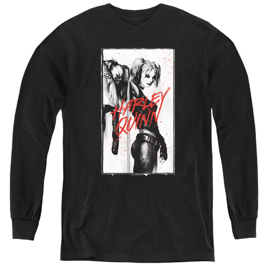 Batman Inked Quinn Long Sleeve Kids Youth T Shirt Black