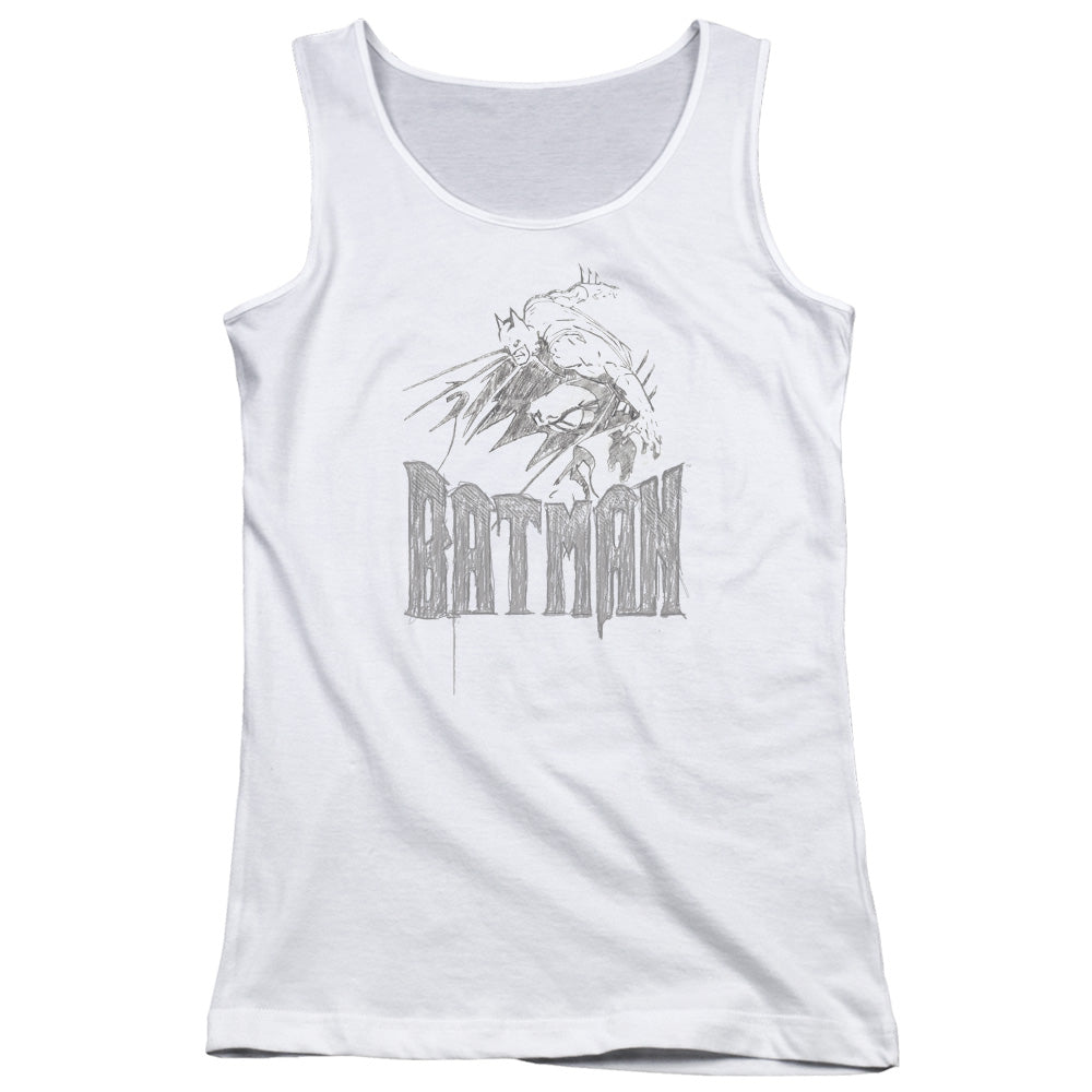 Batman Knight Sketch Womens Tank Top Shirt White