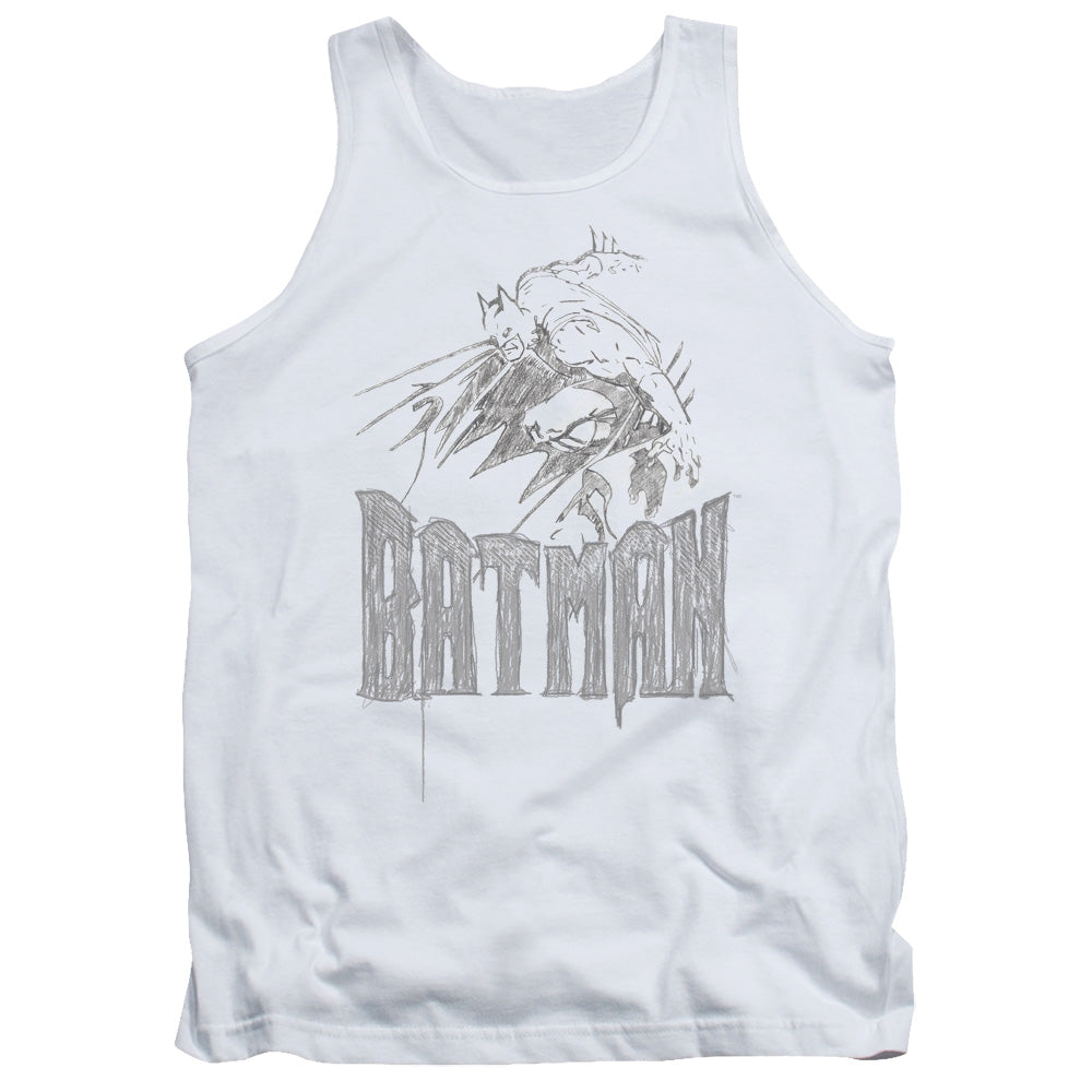 Batman Knight Sketch Mens Tank Top Shirt White