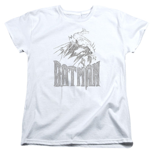 Batman Knight Sketch Womens T Shirt White