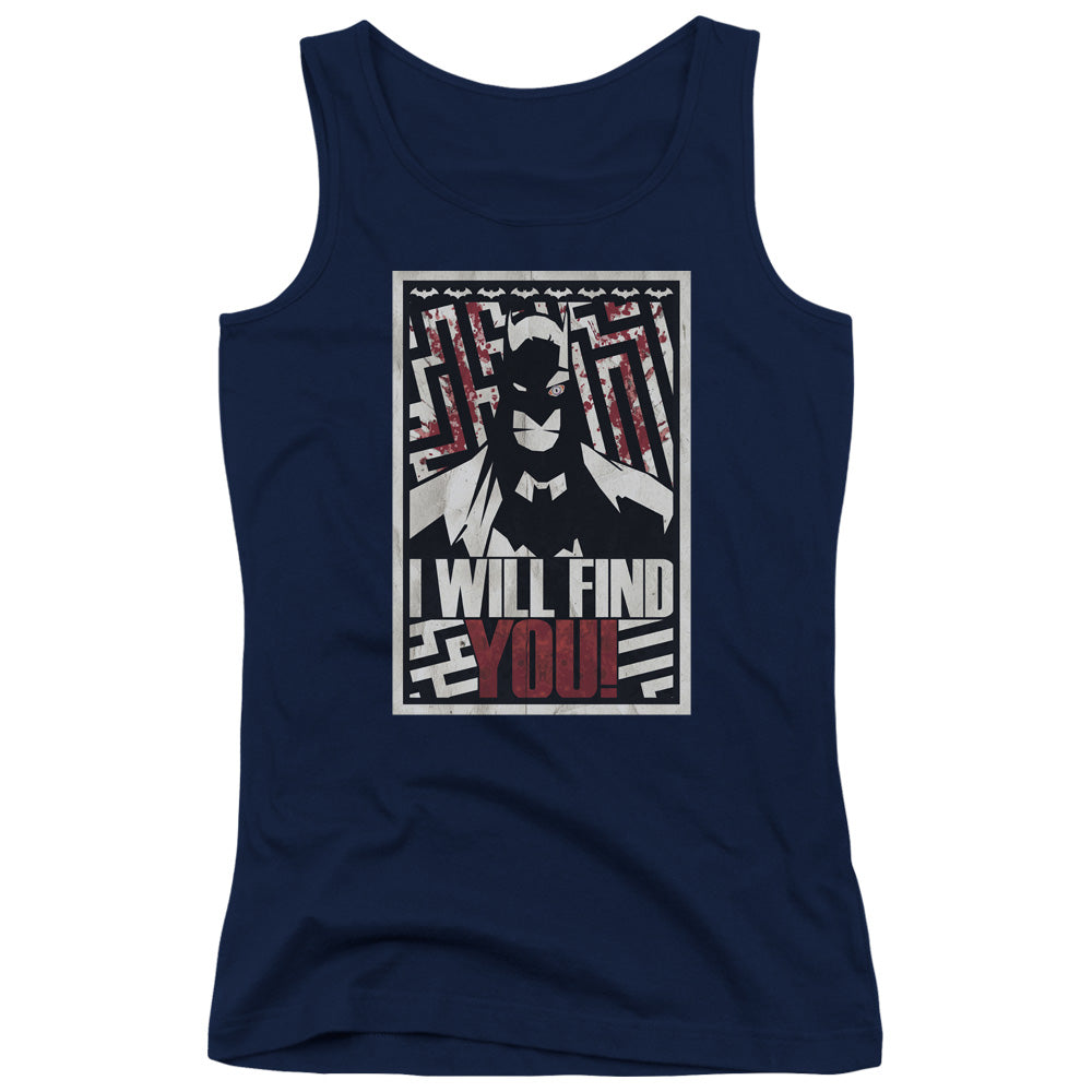 Batman I Will Fnd You Womens Tank Top Shirt Navy Blue