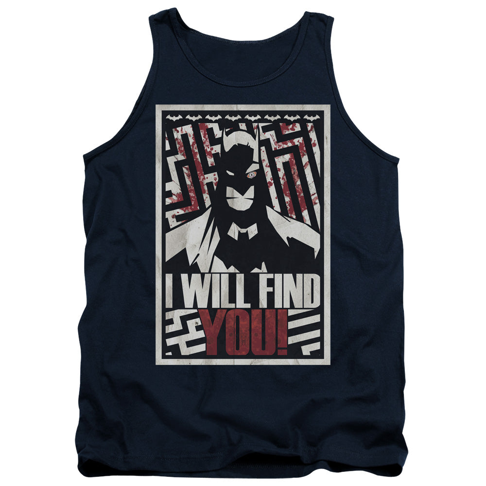 Batman I Will Fnd You Mens Tank Top Shirt Navy Blue