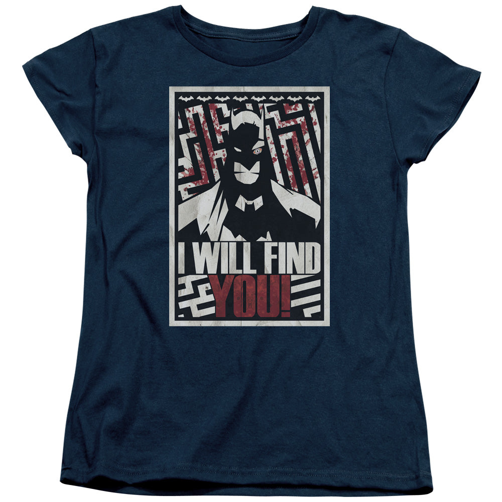 Batman I Will Fnd You Womens T Shirt Navy Blue