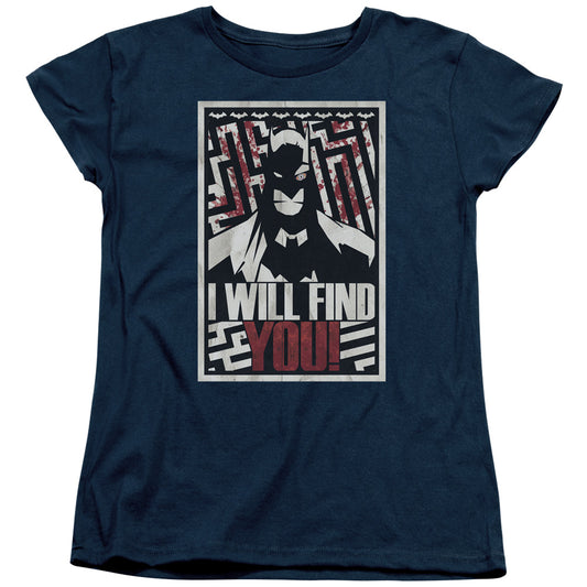 Batman I Will Fnd You Womens T Shirt Navy Blue