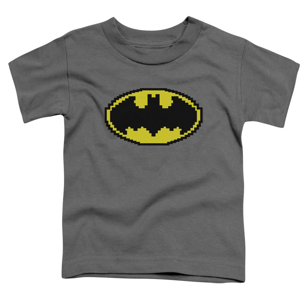 Batman Pixel Symbol Toddler Kids Youth T Shirt Charcoal