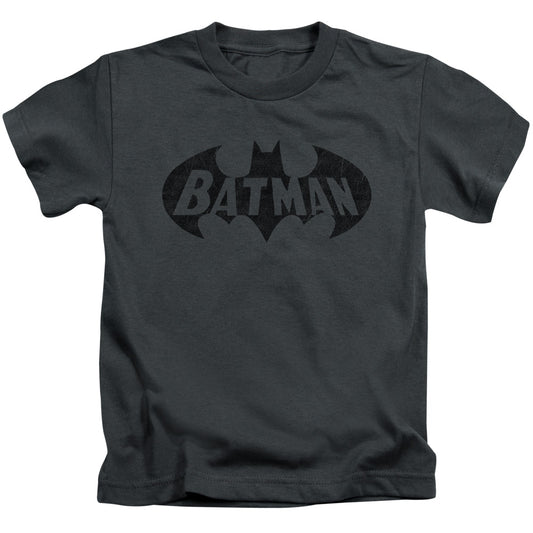 Batman Crackle Bat Juvenile Kids Youth T Shirt Charcoal