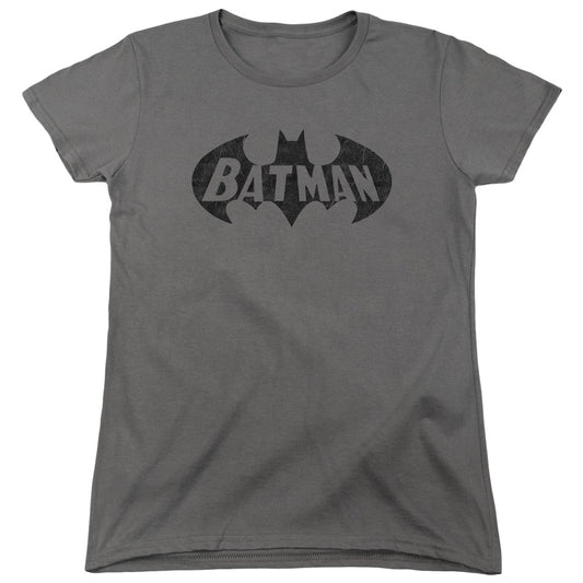 Batman Crackle Bat Womens T Shirt Charcoal