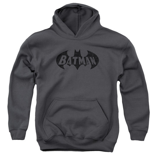 Batman Crackle Bat Kids Youth Hoodie Charcoal
