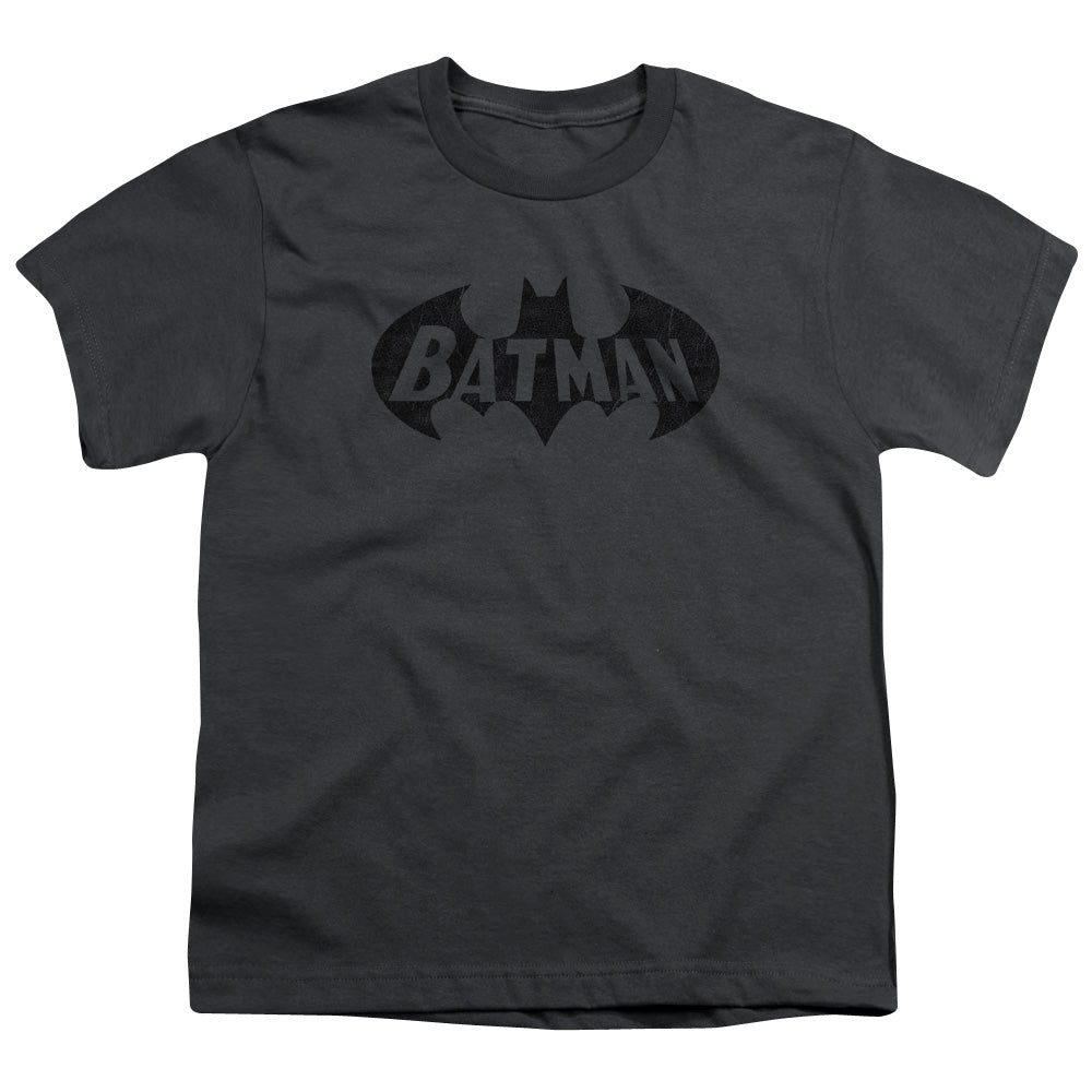 Batman Crackle Bat Kids Youth T Shirt Charcoal